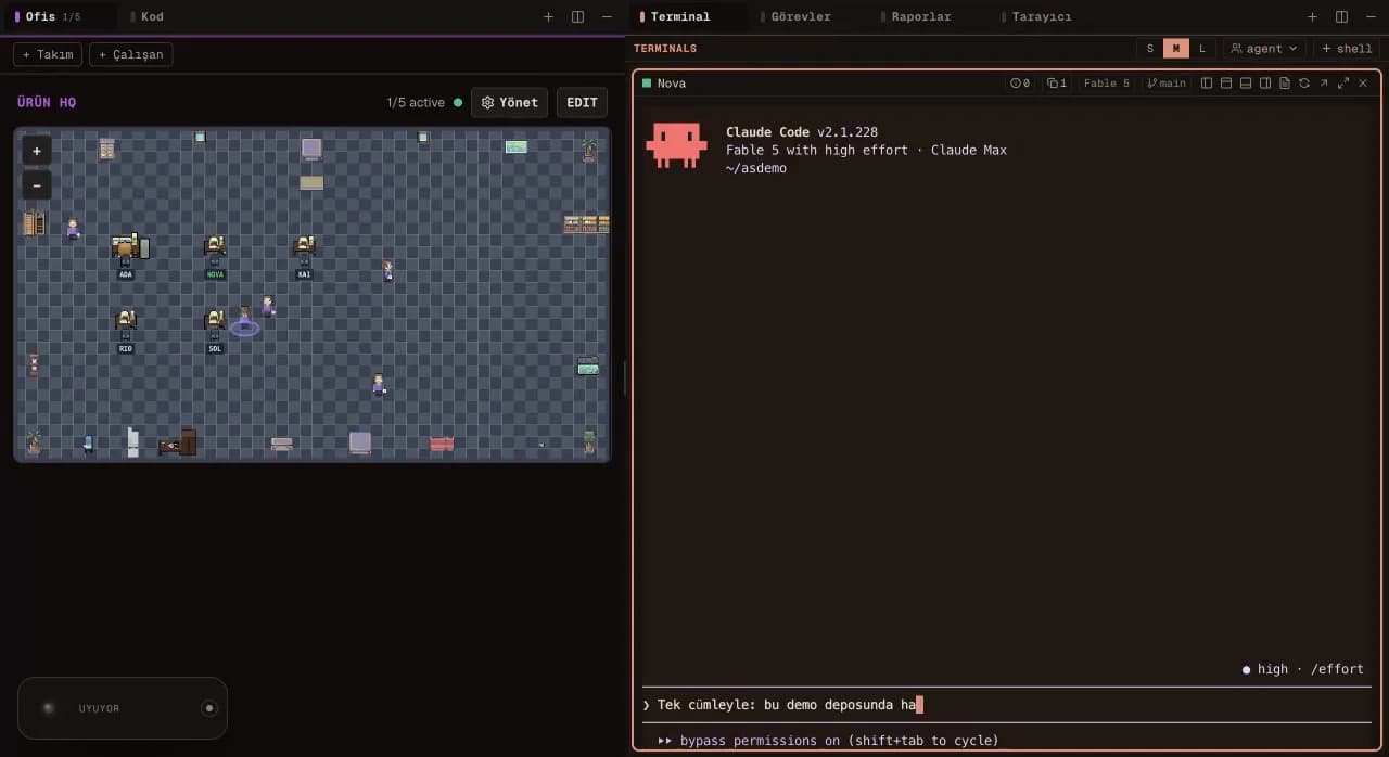 Two agents working at the same time, each in their own terminal.